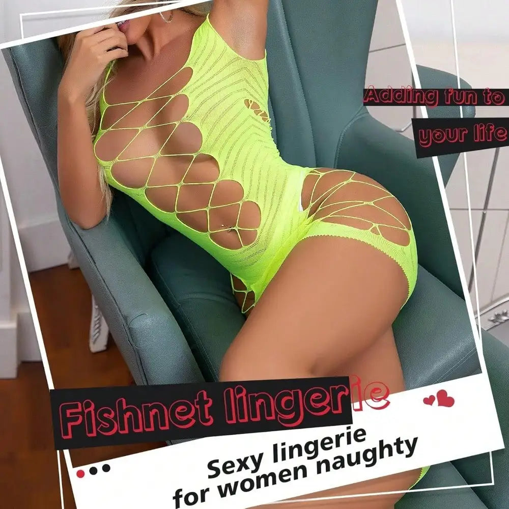 Local ShippingSexy Fishnet Bodysuit Lingerie Set Outfits Erotic Mesh Sheer  Lingerie For Women Naughty