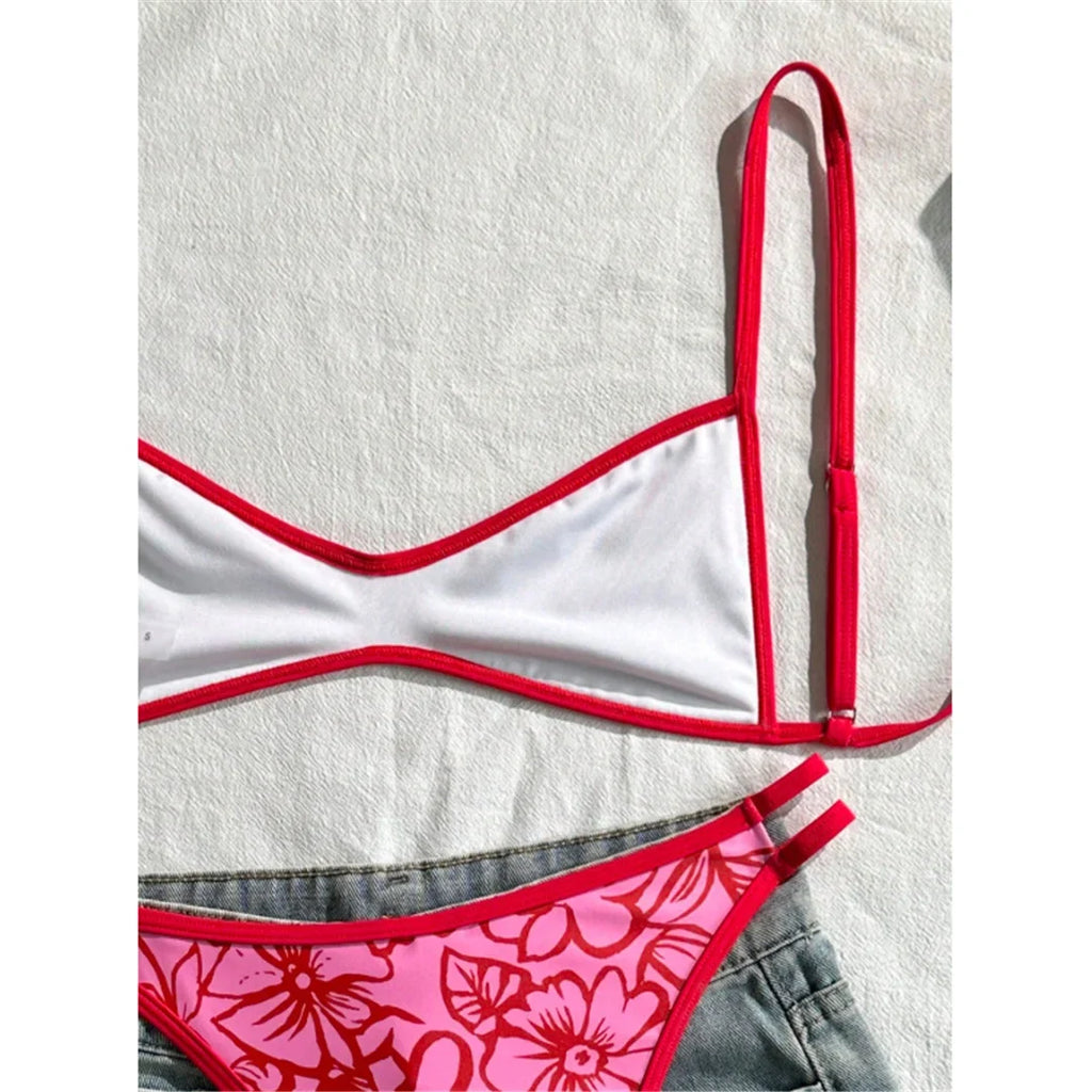 S - XL 2026 Sexy Printed High Leg Cut Bikini Female Swimsuit Women Swimwear Two-Pieces Bikini Set Bather Bathing Suit Swim V8037