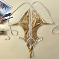 Women glitter gold metallic front bandage swimsuit one piece hollow backless bikini Swimwear bathing suit beach outfits bodysuit