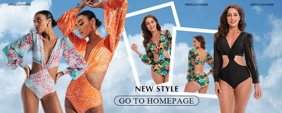 2024 New Women Swimsuit One Pieces Sexy Sports Wear Print Ladies Bathing Suit Long Sleeves Beach Wear Surfling Suit  Rashguad