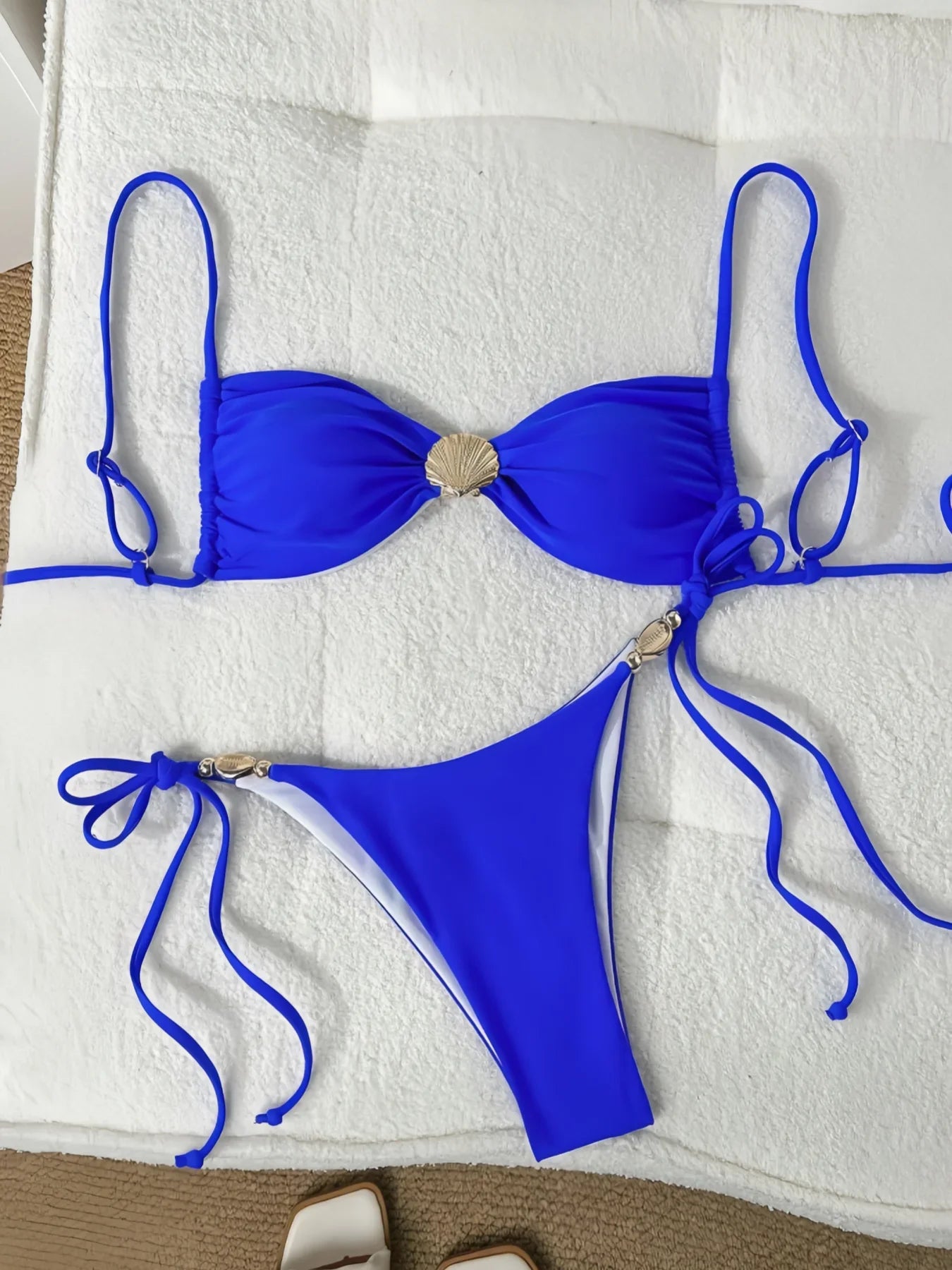 Strappy String Bikinis 2026 Solid Swimwear Female Sexy Shell Swimsuit Women Bathers Bathing Swimming Swim Suit Beachwear