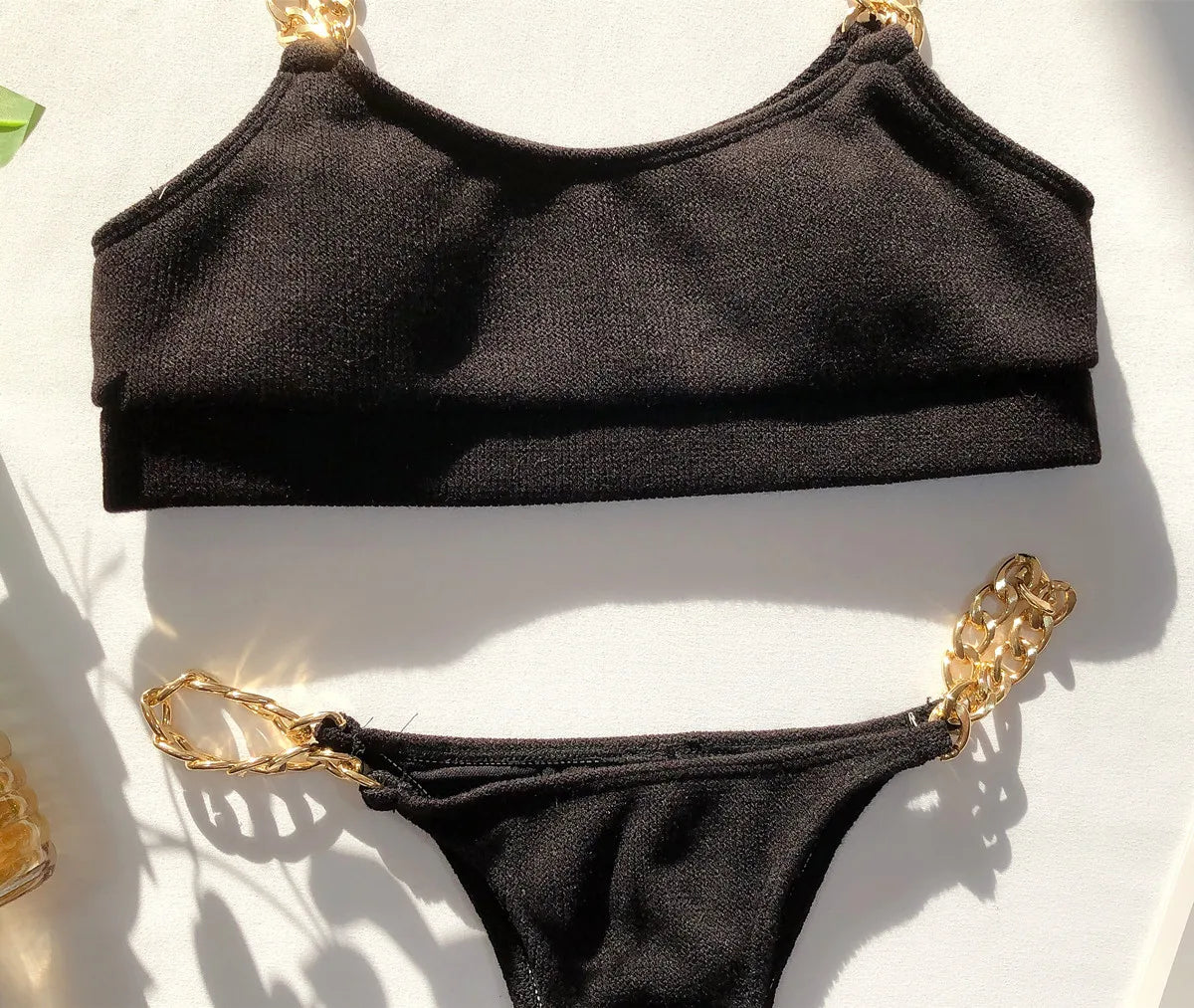 Bikini 2026 Sexy Chain Strap Solid Swimwear Swimsuit Women Bikini Set Bathing Suit Beach Bikini Female White/Black Bikinis Mujer