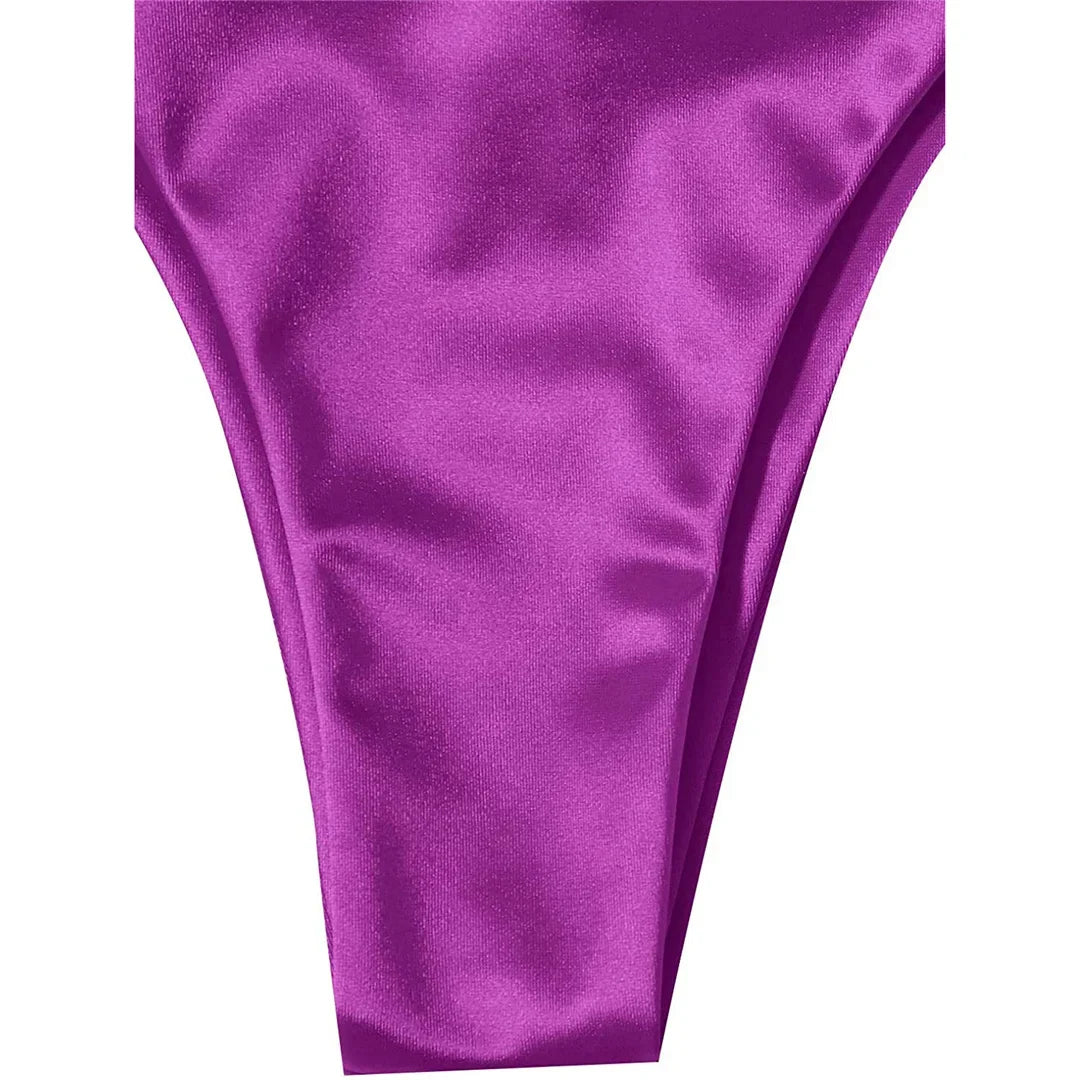 Sexy 13 Colors Halter Satin Brazilian Bikini Women Swimwear Female Swimsuit Two-pieces Bikini set Bather Bathing Suit Swim V4966