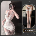 Lace Mesh Sexy Pure Desire Style With Halter Neck Dress Solid Color Backless Deep V Suspenders Sleeveless Transparent Dress GSG8