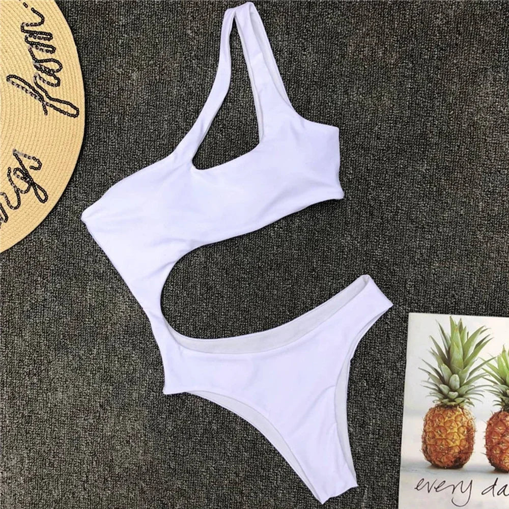2026 Asymmetric One Shoulder Women Swimwear One Piece Swimsuit Female Monokini Bather High Cut Out Bathing Suit Swim Bodysuit