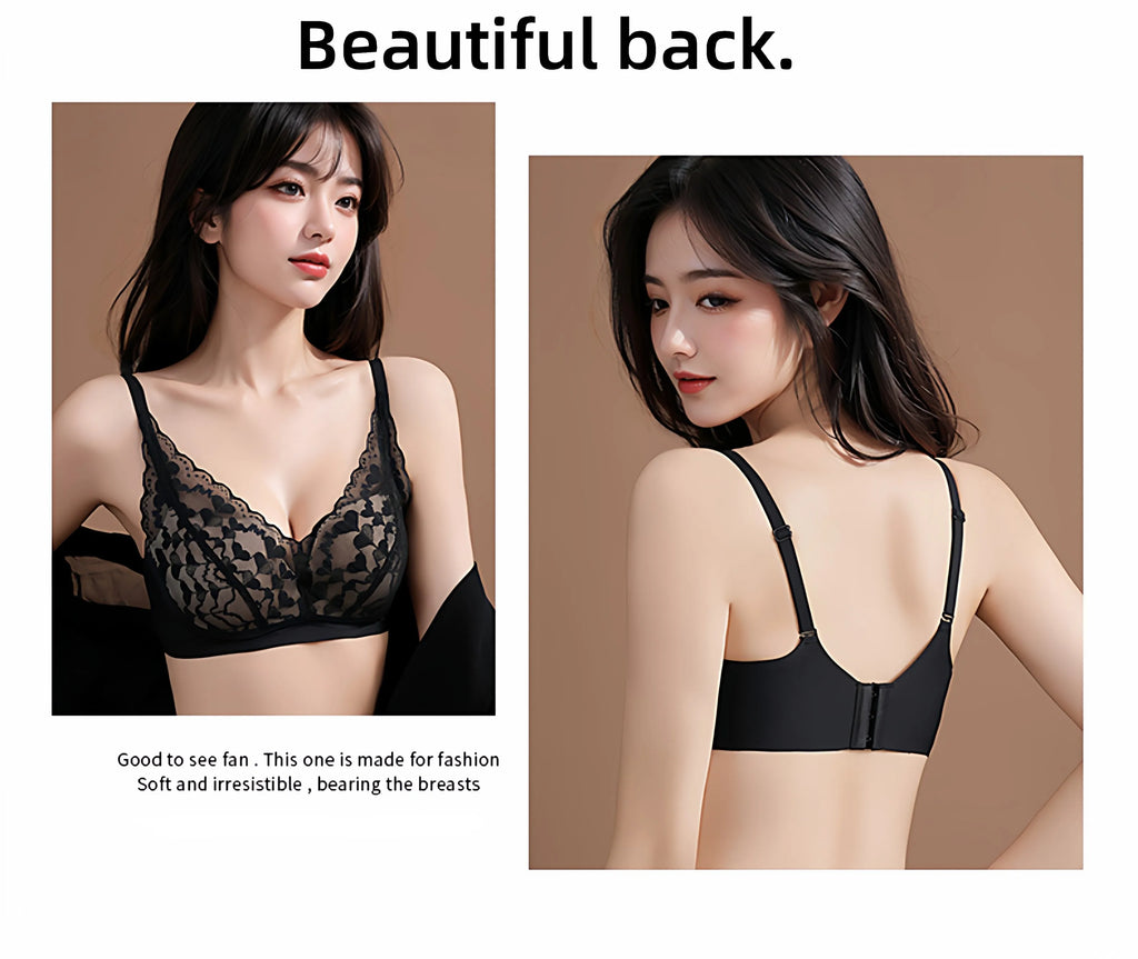 Japanese Sexy Spitze Büstenhalter ohne Bügel, Push Up für kleine Brust, Seitlich glättend, Anti-Sagging, Neu Bestseller MOYISU B