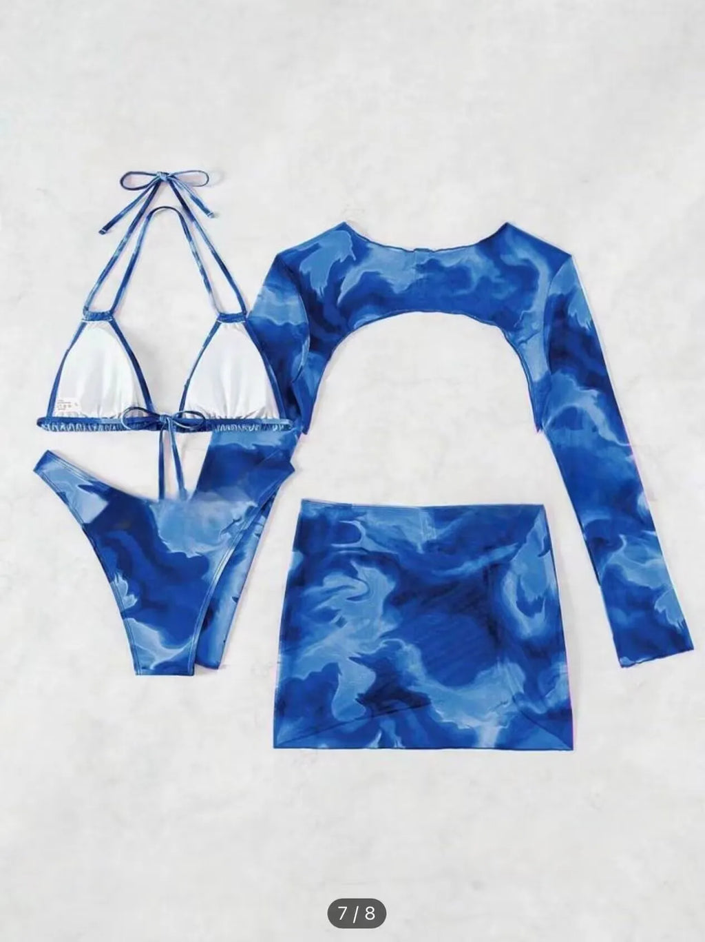 4 Pieces Triangle Halter String Bikini 2026 Tops & Skirt Swimwear Female Sexy Swimsuit Women Bathers Bathing Swimming Swim Suit