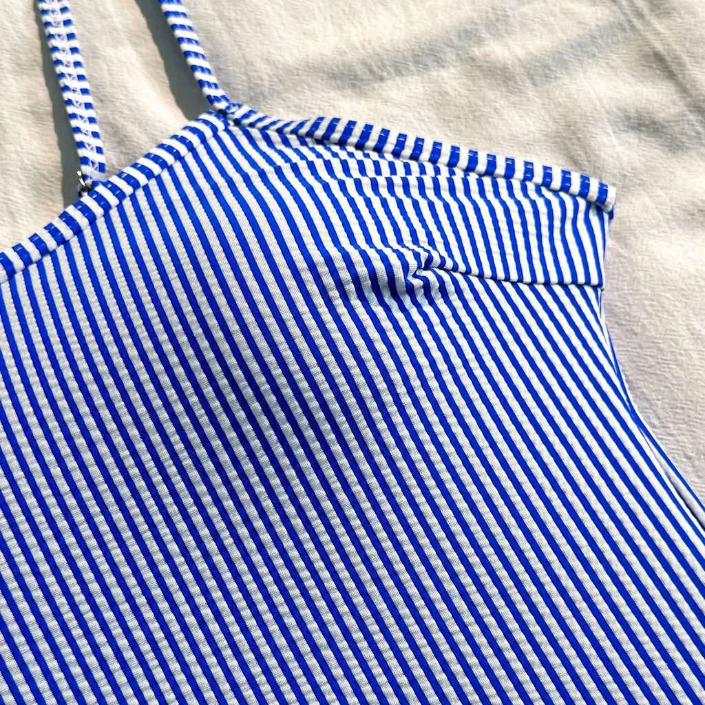 2025 New Split Swimsuit Women's Drawstring Backless Fashion Sexy Stripes Gather Slim and Thin Swimsuit Купальник Женский
