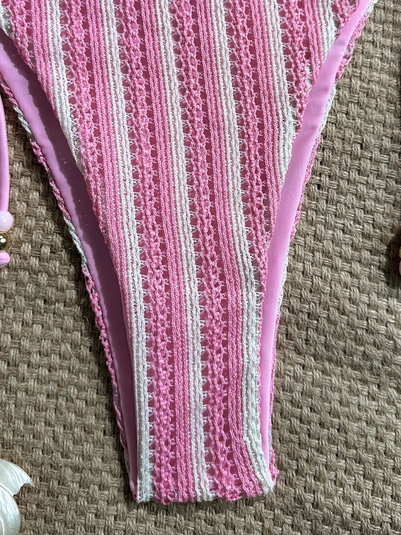 Sexy Pink Striped Micro Bikini Women 2026 Halter Push Up Bra Tie Side Thong Swimsuit Brazilian Beach Bathing Suit Swimwear