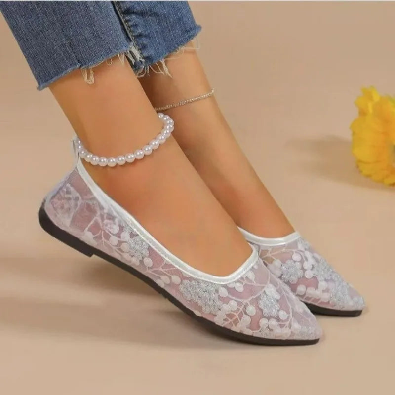 Women Flat Shoes 2026 New Summer Flat Sneakers Women Mary Jane Shoes Breathable Mesh Ballet Loafers Shoes Zapatos De Mujer
