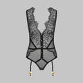 Toucheart Erotic Bodysuit Lace See-through Jumpsuit Sexy Garter Stockings Set Hollow Mesh Sexy Elegant Hot Underwear for Women
