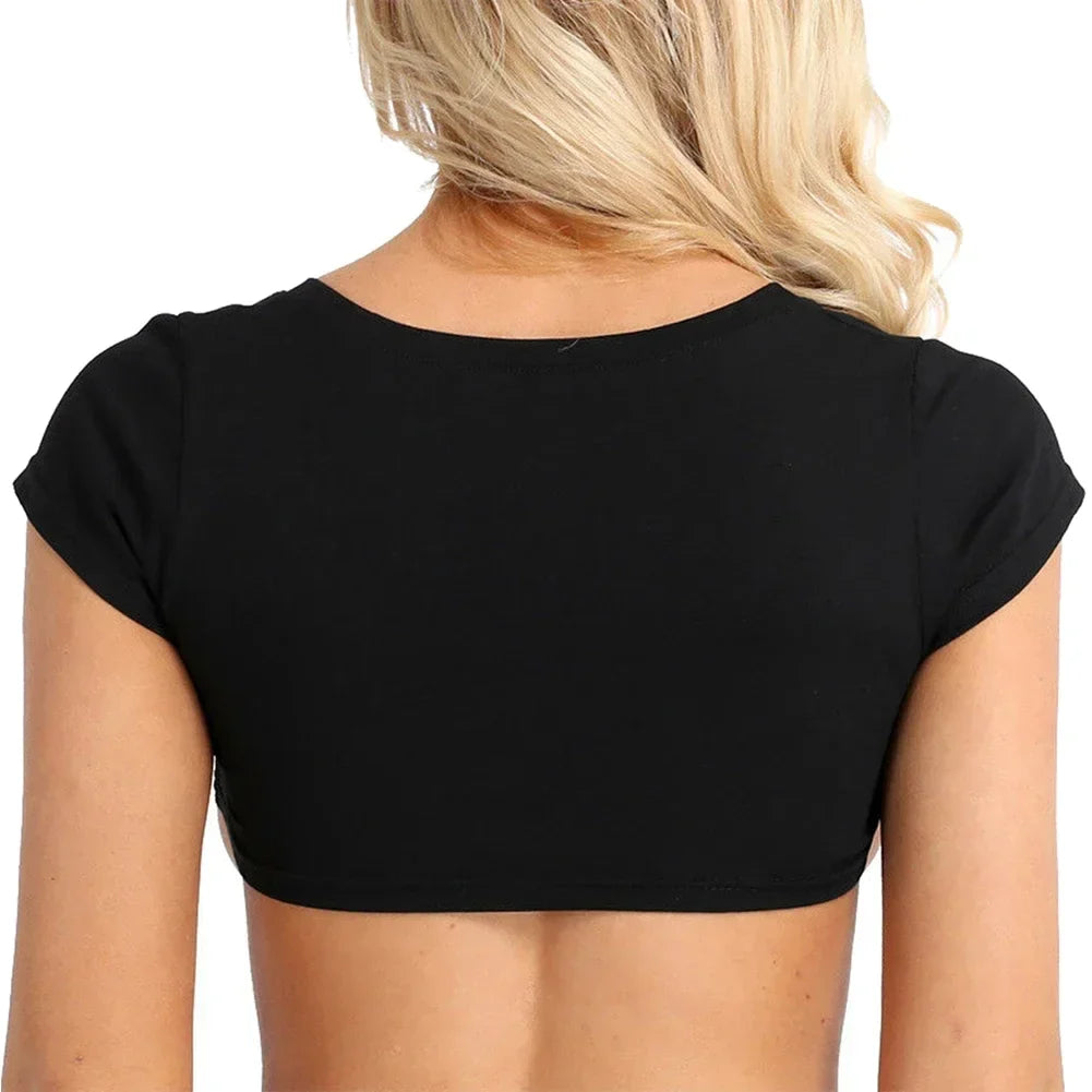 2026 Summer Sexy T-shirts Women Solid Color Short Sleeve Crop Tops Shirts Party Club Casual Tee Tops Black White Pink