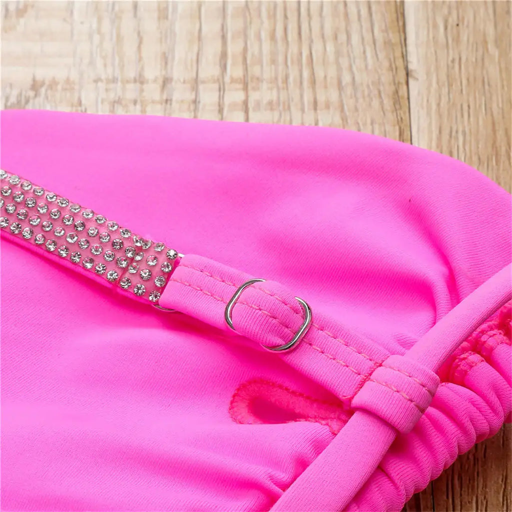 New Sexy Mini Bikini Female Swimsuit Women Swimwear Two-Pieces Bikini Set Sequins Padded Bather Bathing Suit Swim Lady V2043P