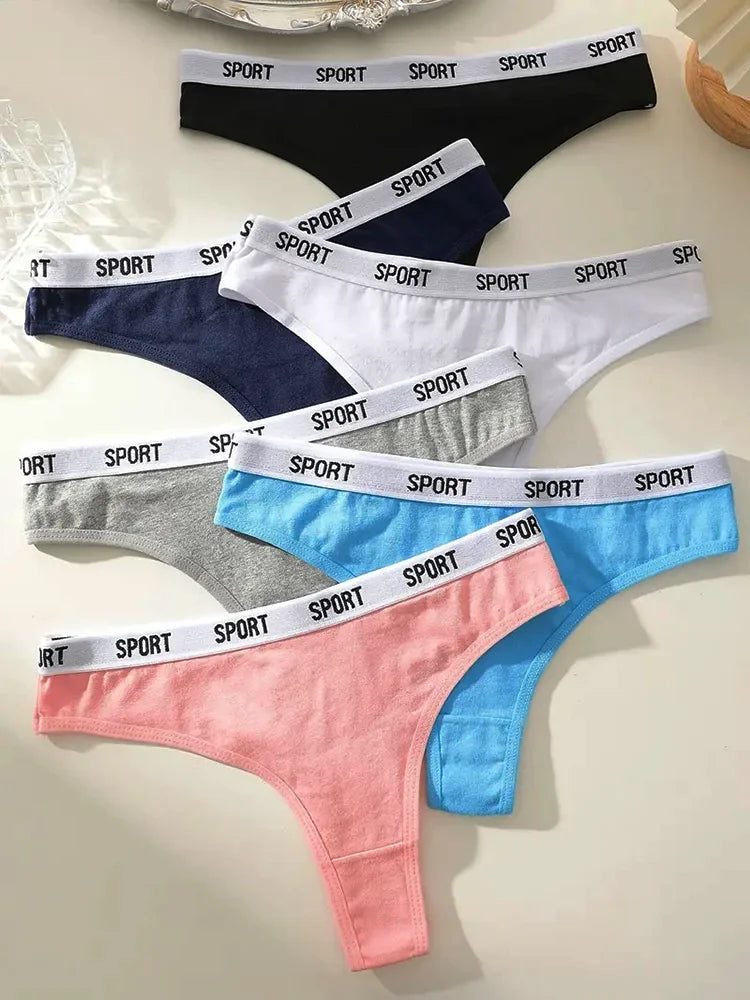 6Pcs/Set Women Thongs Cotton Panties Plus Zise Underwear Sexy G-String Low Waist Briefs Underpants Comfortable Lingerie S-XL