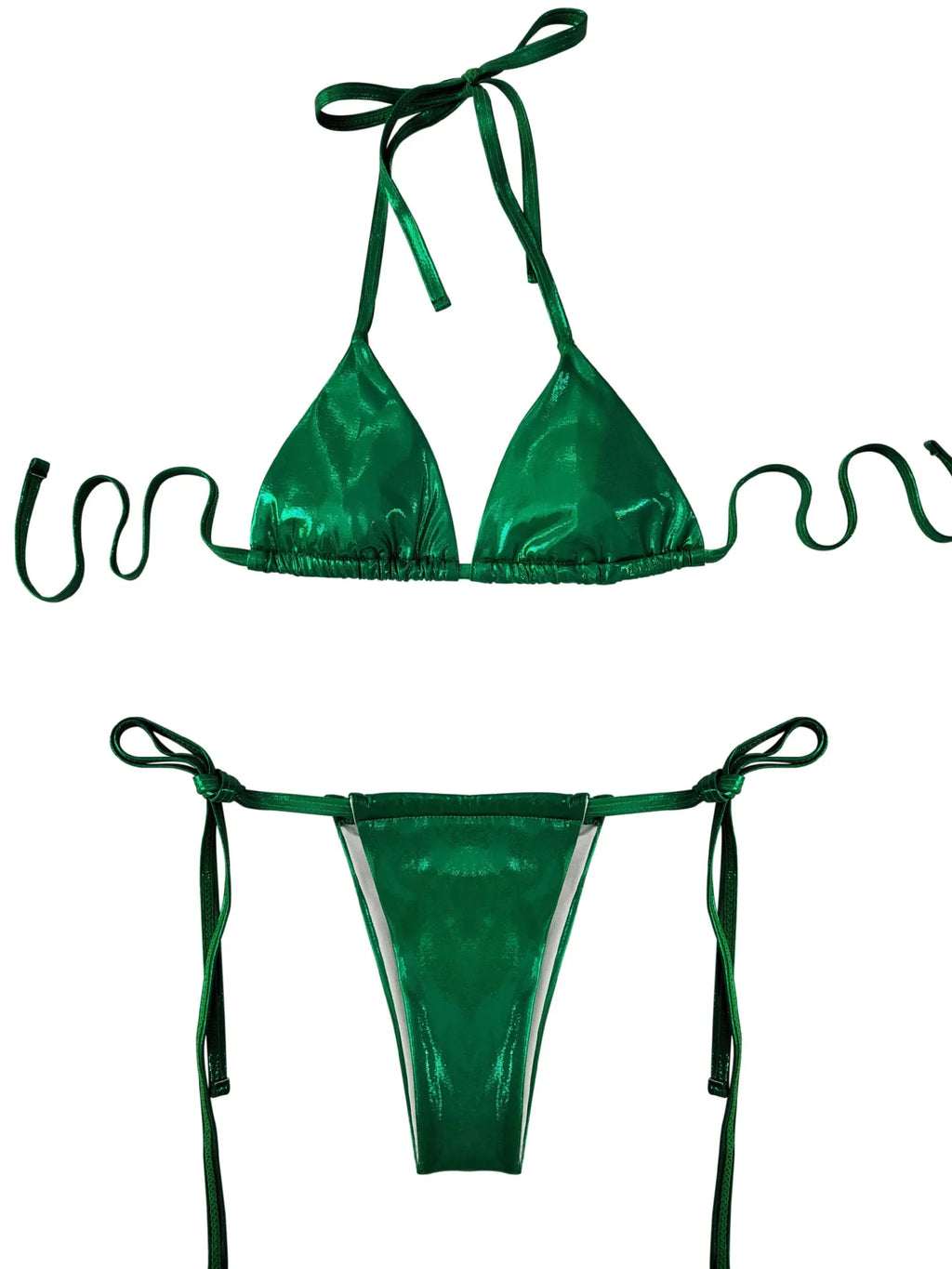 sexy metallic bikinis sets three pieces with drawstring mini skirt bathing suit beach wear women thong bikini swimsuits biquini