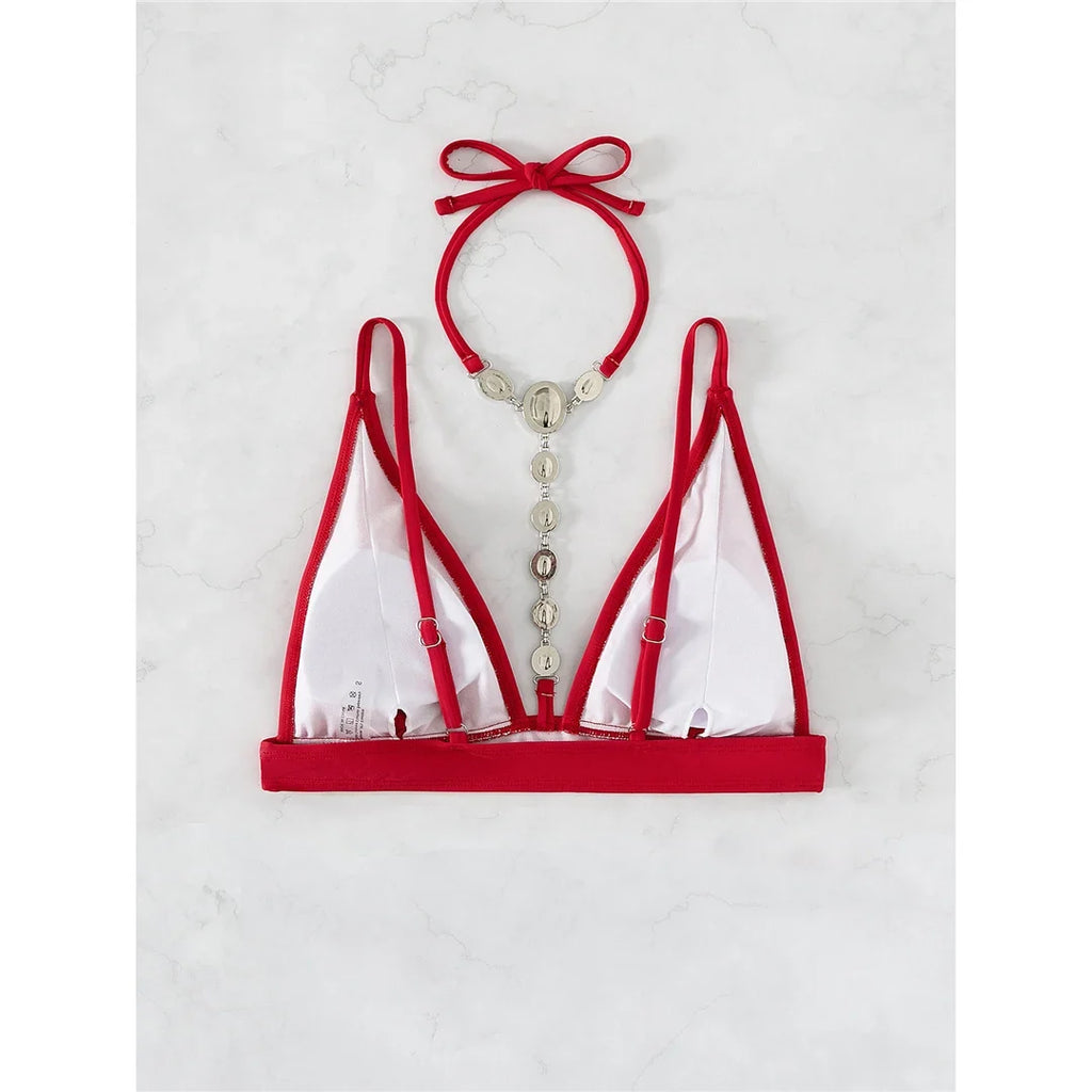 Diamond Extreme Mini Micro Thong Bikini Women Swimwear Female Swimsuit Two-Pieces Bikini Set Bather Bathing Suit Swim Lady V4329