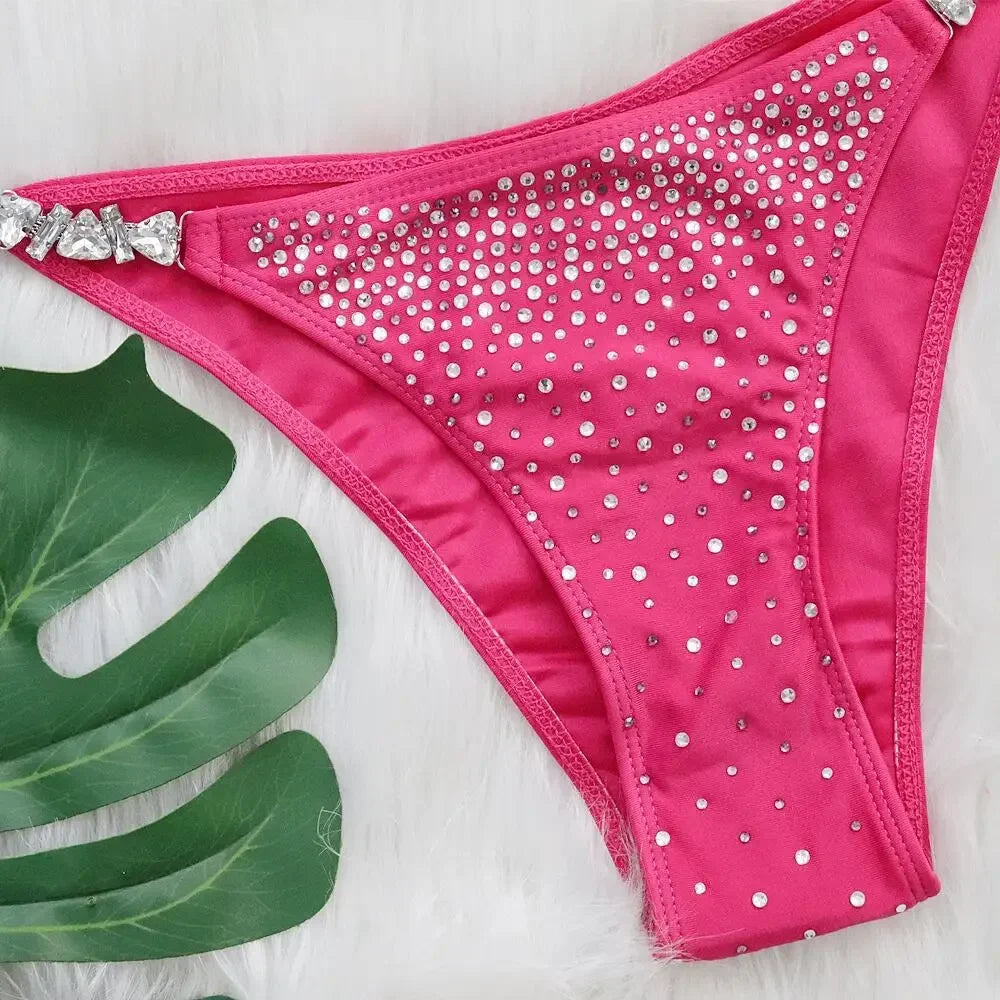 2026 New Sexy Bikini Women Rhinestones Swimwear Swimsuit Halter Bikinis Set Bathing Suit Beach Bikini Luxe Maillot De Bain Femme