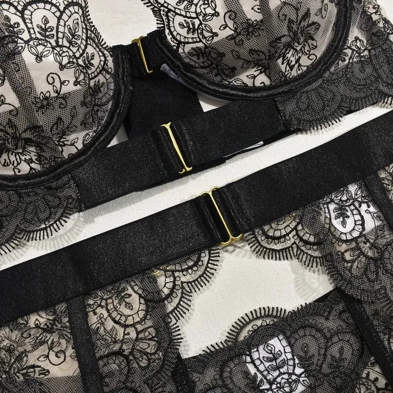 Two-piece Women's Set G-string Transparent Underwear Lolita Romantic Lingeries Set Sexy Bra and Panties Sets Lingerie for Woman