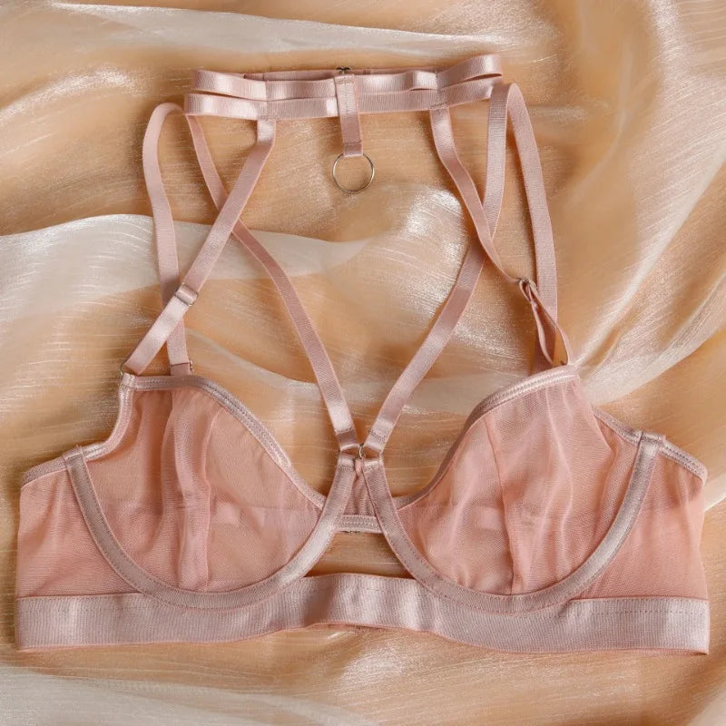 Toucheart Fantasia Lingeries Sexy Female Seamless Bra Kit Push Up Tulle Transparent Underwear Suspenders Complete Lace Bra Sets
