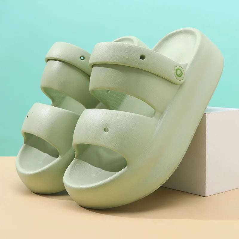 Women Summer Platform Sandals Thick Sole Home Street Slippers Soft EVA Girls Student Daily Walking Shoes 2 Way Wear Sandalias