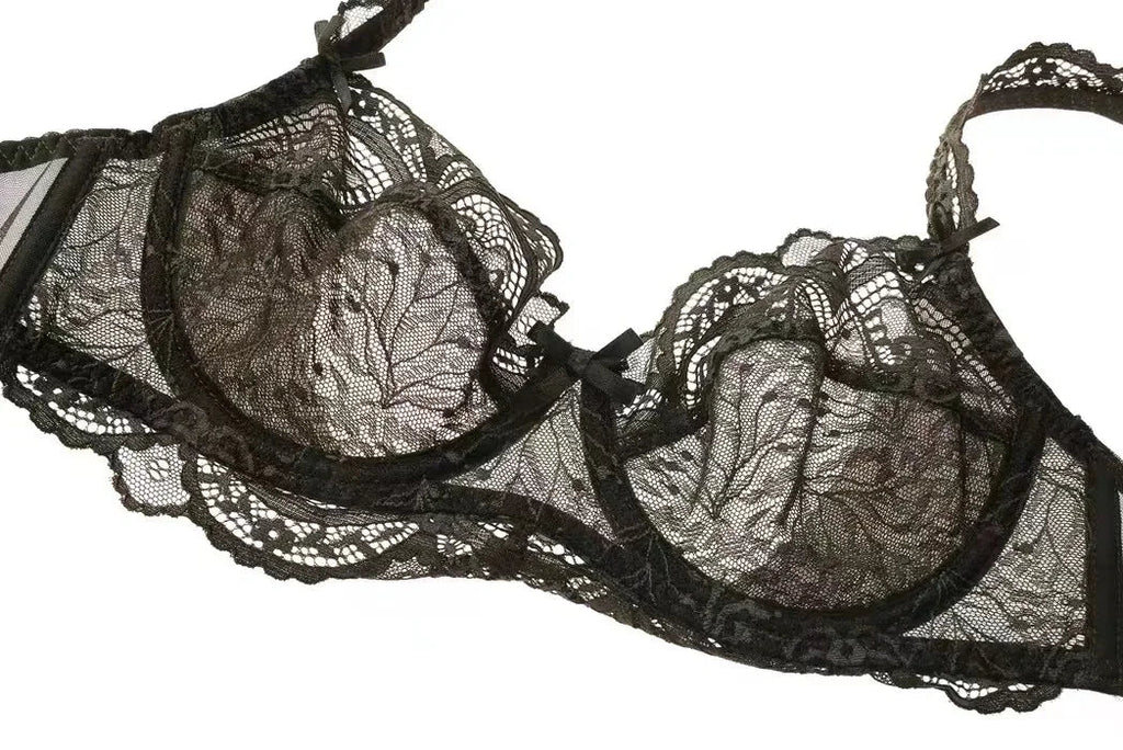 Logirlve Ultrathin Bra Transparent Brassiere Sexy Underwear Plus Size Cup Embroidery Women Lingerie Lace Bras Hollow out
