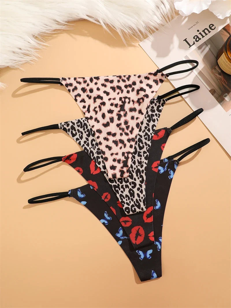 7PCS Women Seamless Leopard Butterfly Panties Sexy Ultra-thin Briefs Female Ice Silk No Trace Underwear Low Rise Soft Lingerie