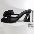 Pink Flower Thick Heeled Sandals Women Elegant Square Toe Party Wedding High Heel Shoes Woman Plus Size 43 Summer Sandalias