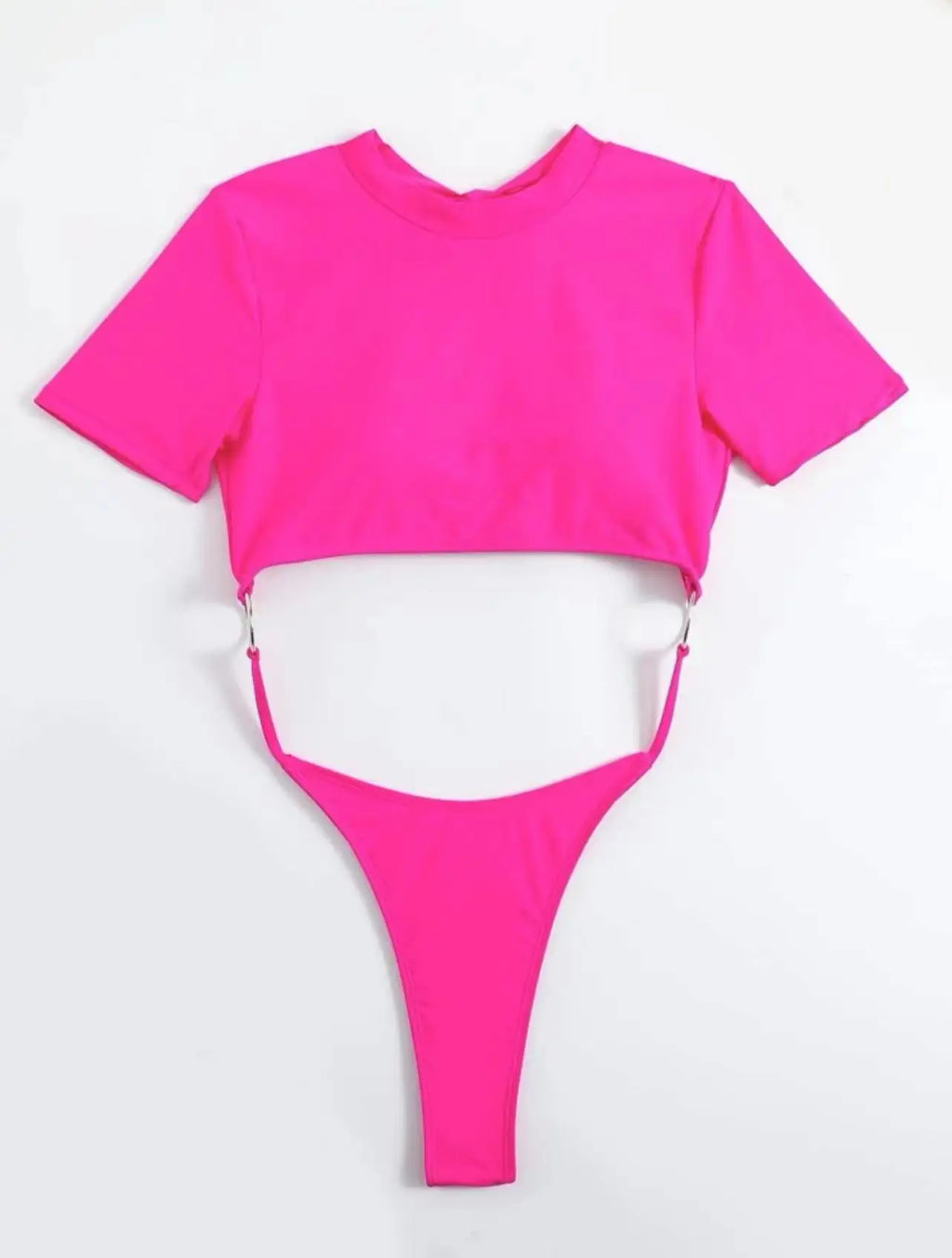 XS - L Mini Micro Thong Short Sleeve One Piece Swimsuit Women Female Swimwear Cut Cut Monokini High Cut Bathing Suit Swim Lady