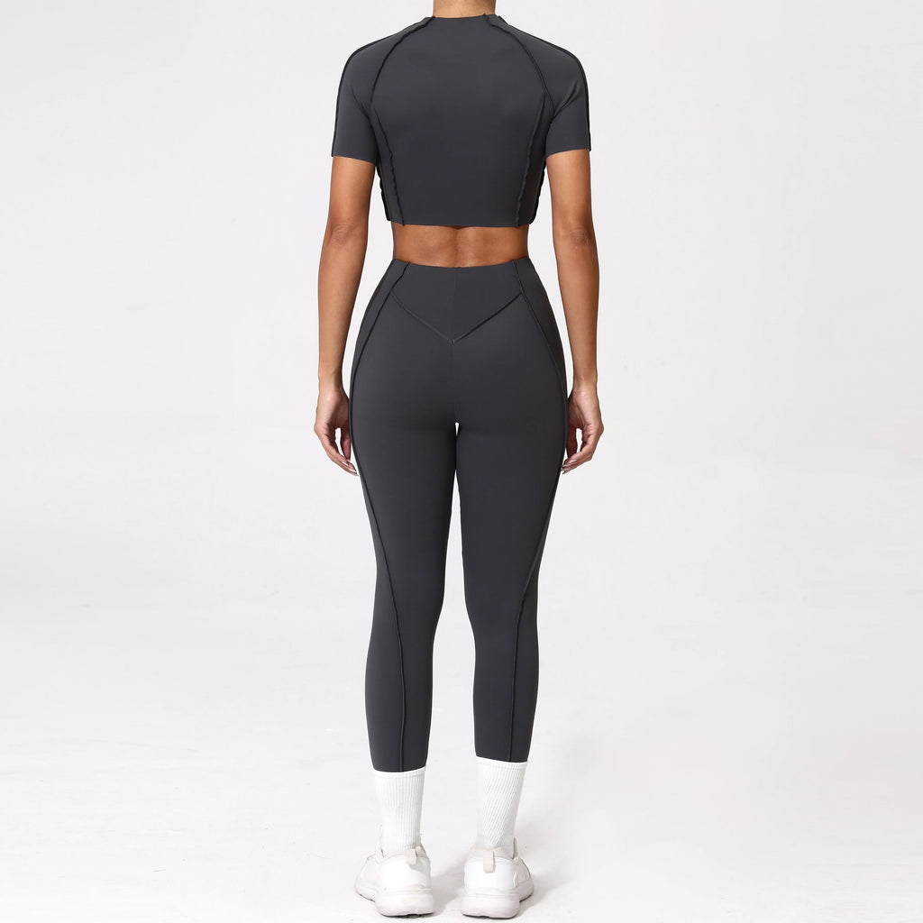 2PCS Yoga Suit Sports Set Women Quick-Drying Gym Set Women Tracksuit Running Workout Long Sleeve Sports Shirt Yoga Clothing