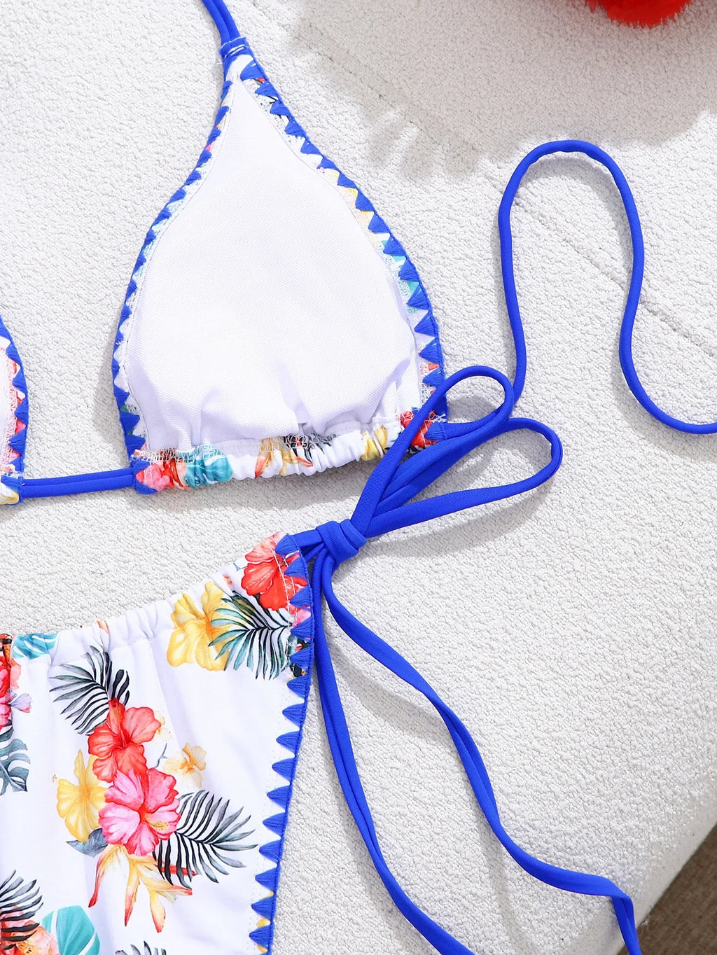 DEKA Brazilian Lace-Up Micro Retro blue printed Bikini Set Women Swimsuit TrendThong Bikini Beach Wear Female Swimwear Woman
