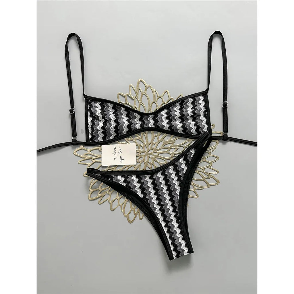 2026 Striped High Leg Cut Brazilian Bikini Female Swimsuit Women Swimwear Two-pieces Bikini set Bather Bathing Suit Swim V8216