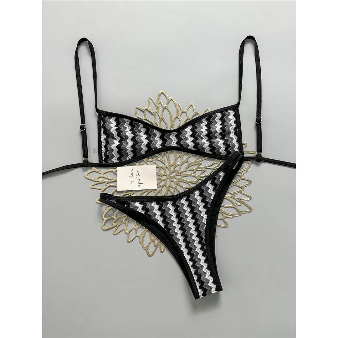 2026 Striped High Leg Cut Brazilian Bikini Female Swimsuit Women Swimwear Two-pieces Bikini set Bather Bathing Suit Swim V8216