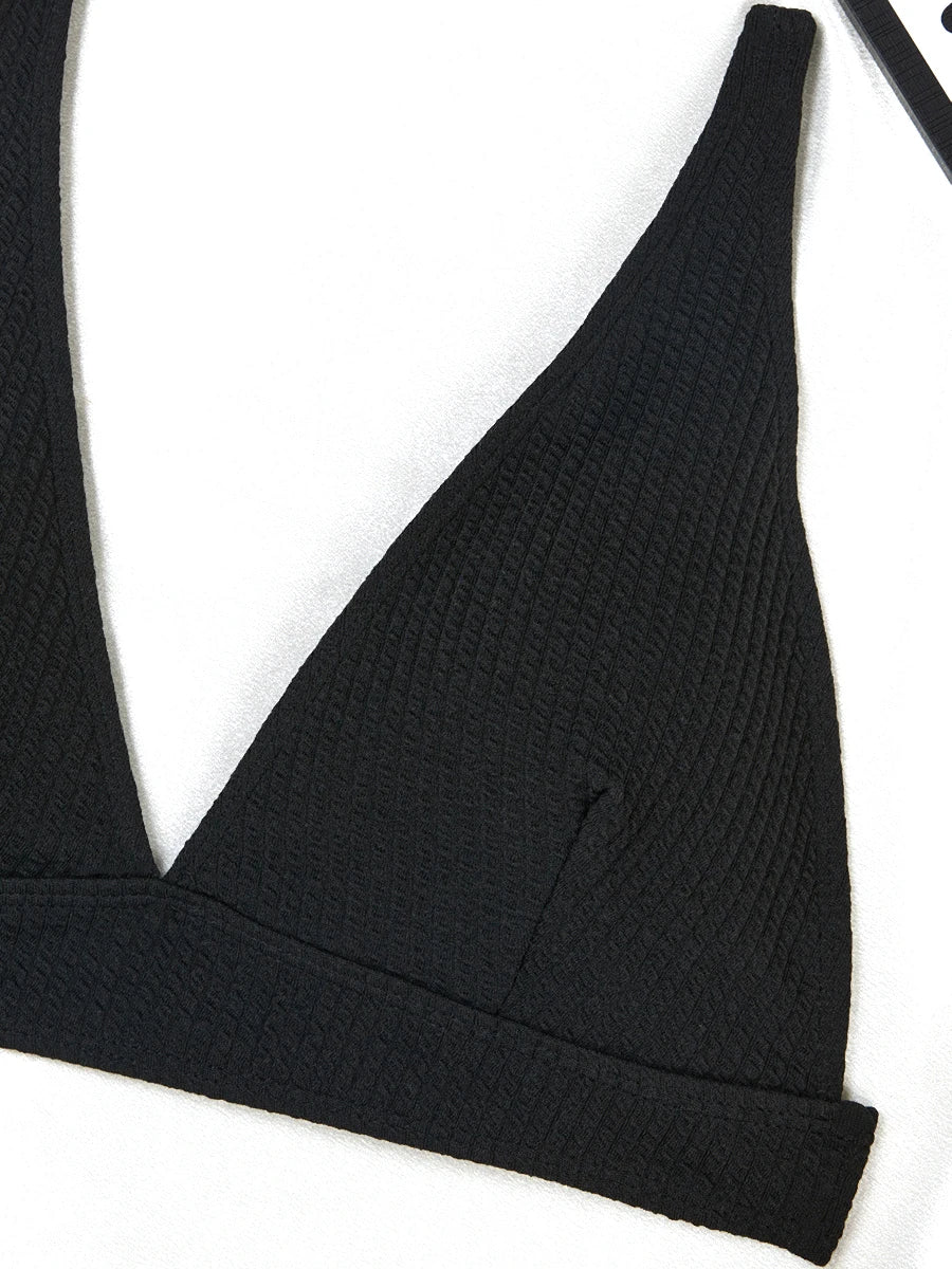 2026 Triangle High Waist Bikini Solid Strappy Swimwear Female Sexy Swimsuit Women Bathers Bathing Swimming Swim Suit Beachwear