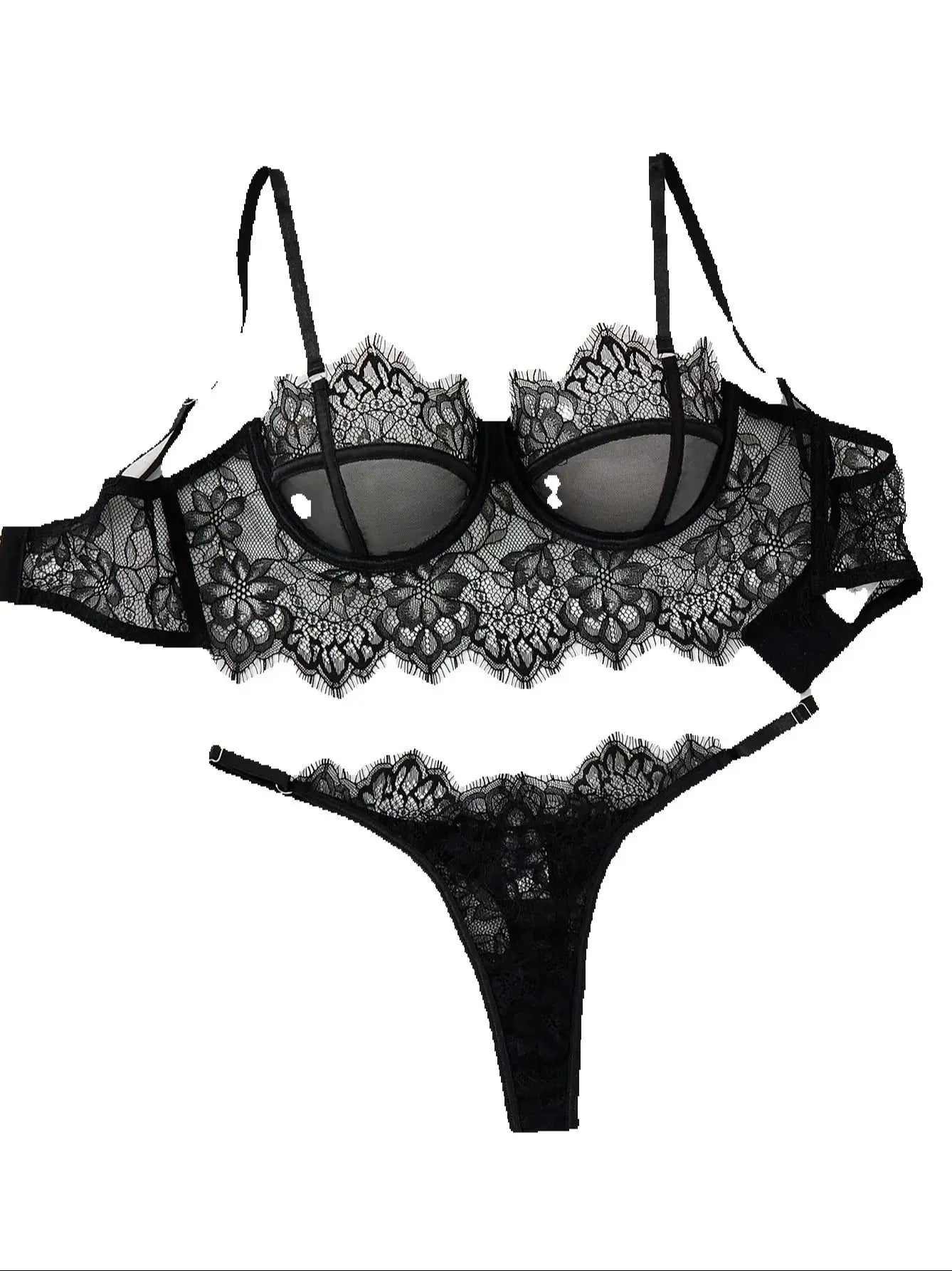 Ladies Sexy Lace Underwear Set Lace Flower Embellished Bra And G-string Sexy Feminine Briefs for Women