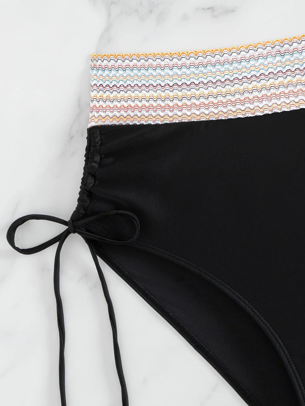 2025 New Bikini European and American Ribbon Deep V Bareback Sexy Bikini Split Swimsuit Swimsuit
