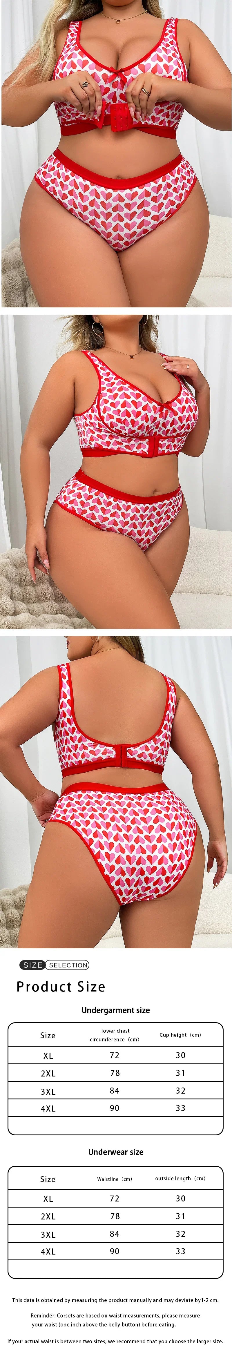 Fashion Heart Print Sexy Lingerie Set, Wireless Side Support Bra, Wing Smoothing Shaping Bra New Arrival