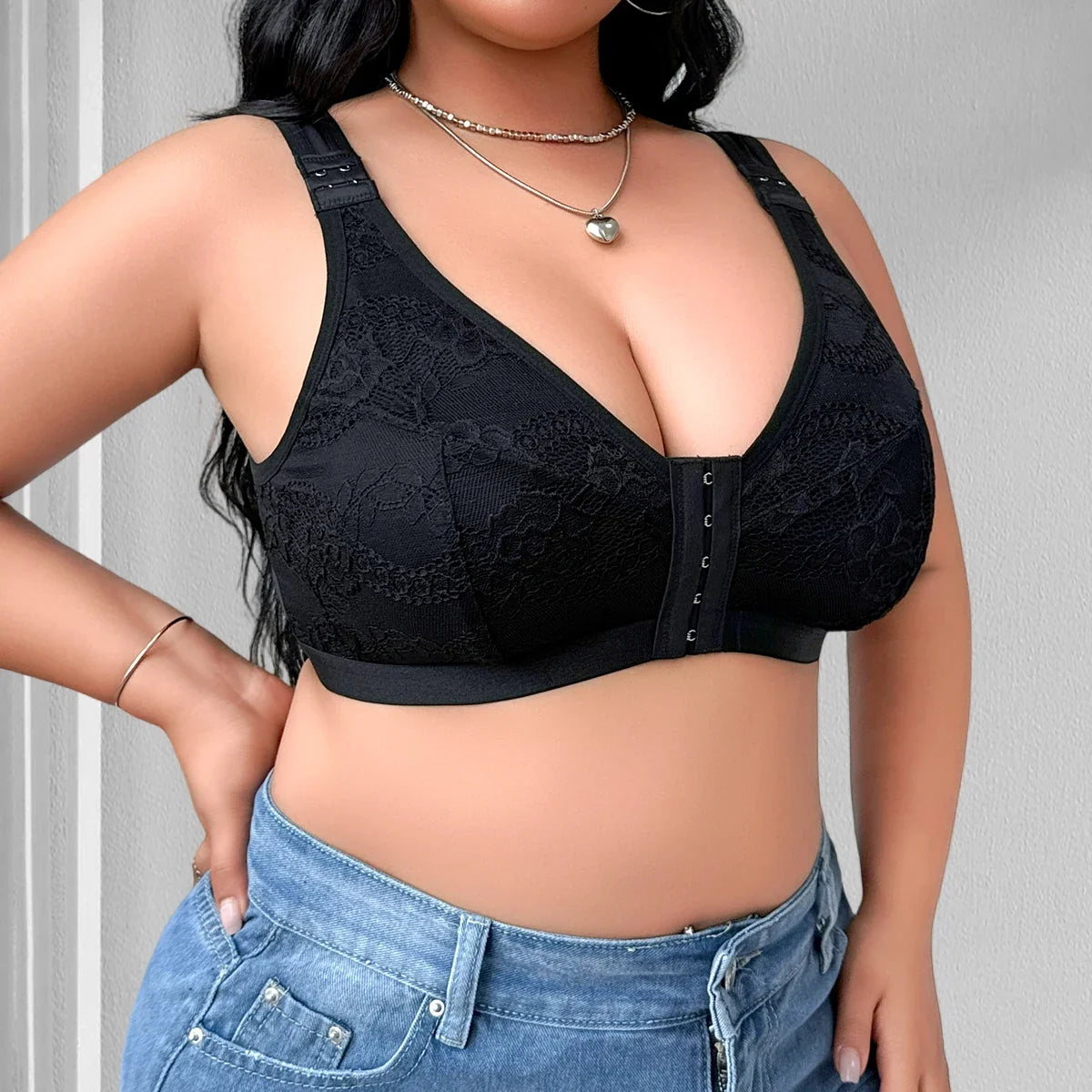 1pcs Plus Size Bras For Women Underwear Seamless Bra Push up Brassiere Lingerie Front Closure Bralette 1XL-4XL Unlined Thin Bras