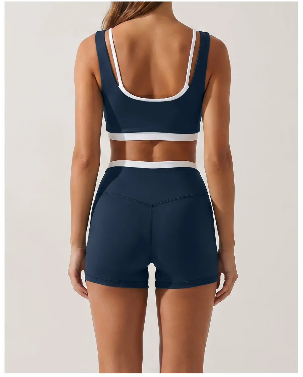Double Layered Contrasting Yoga Sets Women Shock-absorbing Sports Bra Gym Workout Clothes Outwear High Waist Pants Fitness Suits