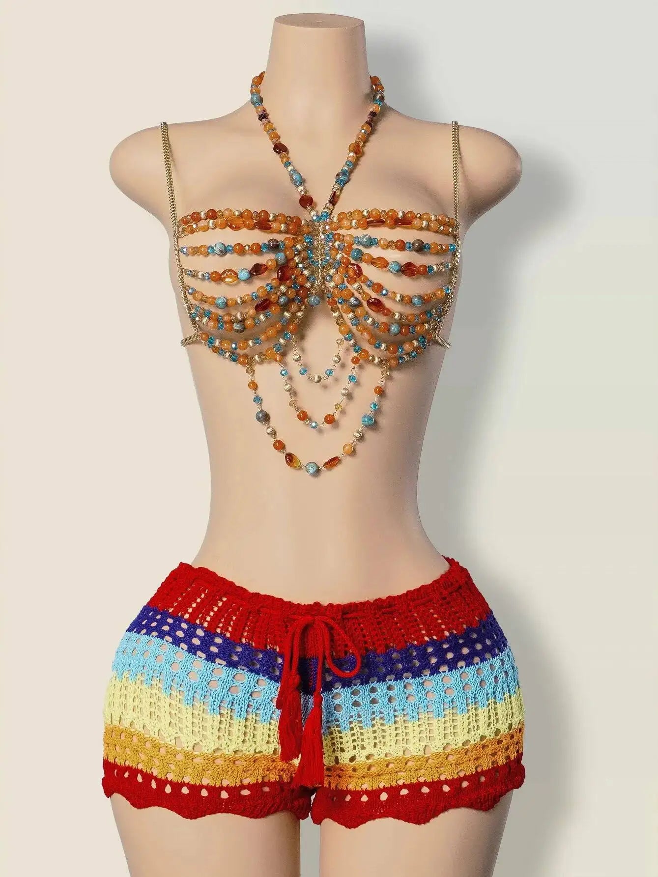 Body Chain Acrylic Beads With Swimsuits Bikinis Beach Vaction Pool Party Casaul Style Bikini For Woman Charming Pure Desire ZS1T