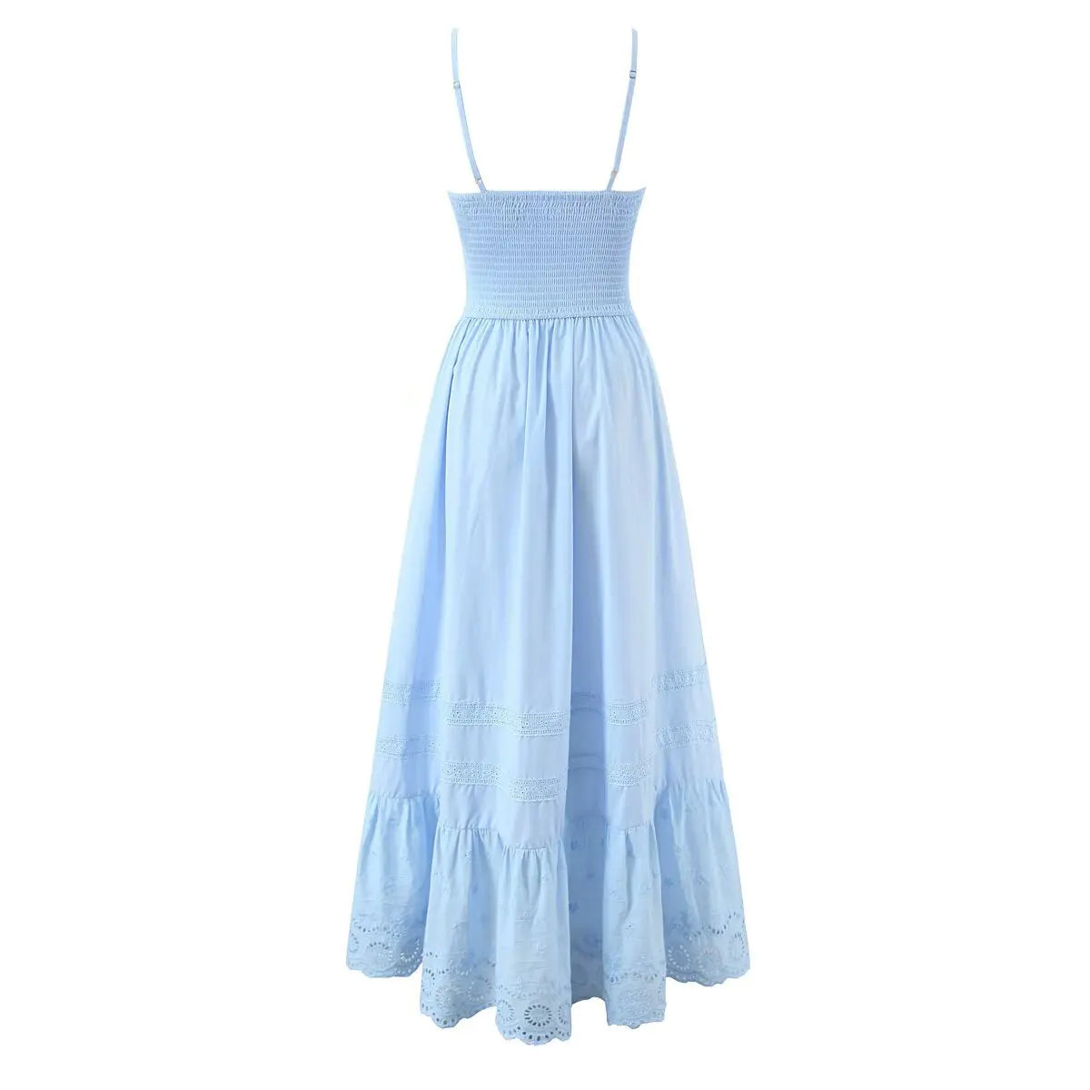 Women's Fashion All-Cotton Strap Long Dress Women's Satin Dress Lace Trim Elegant Evening Wear Dress For Woman Sleeveless GNTG