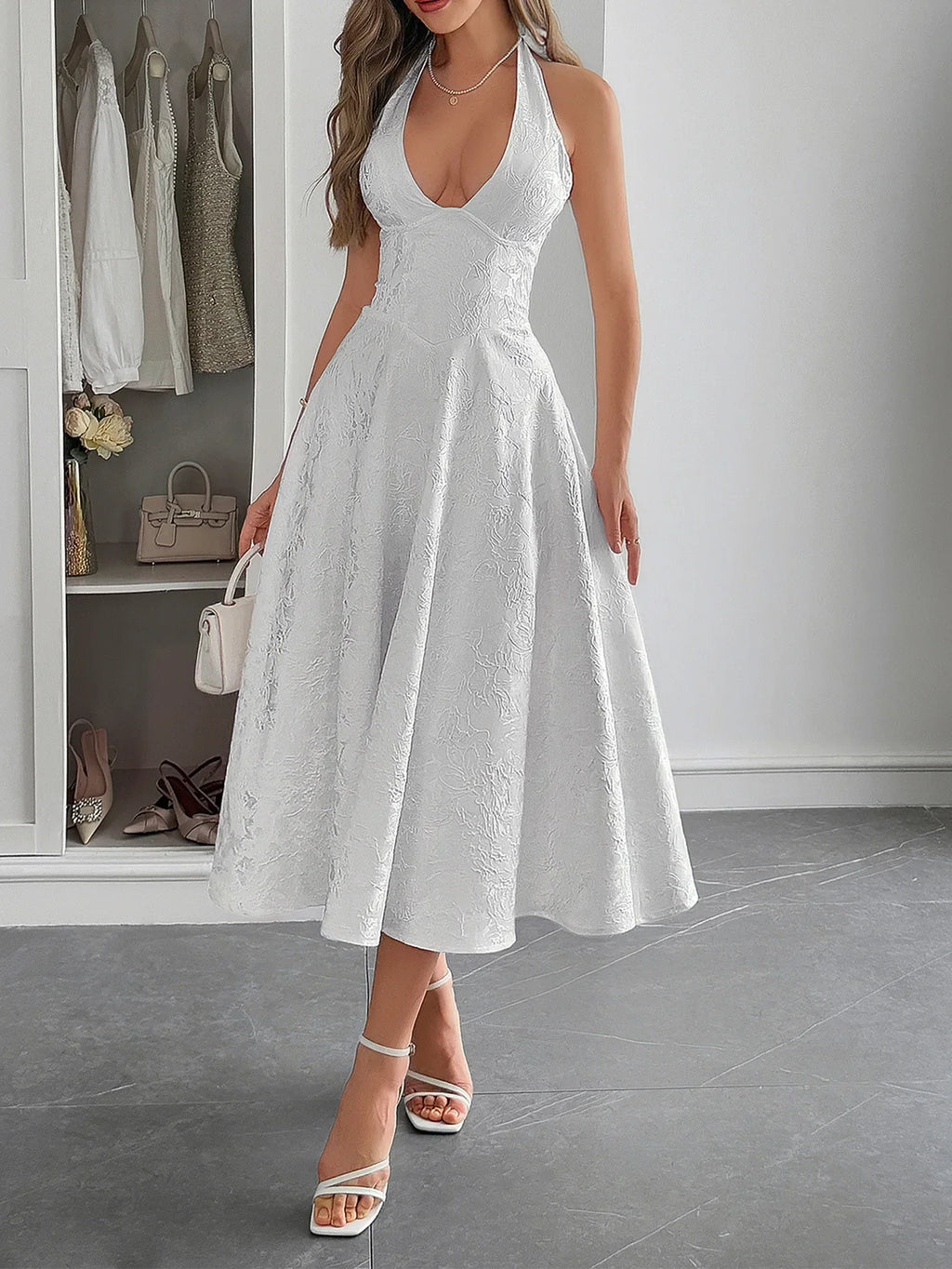 White Jacquard Backless Bow Evening Party Dress Women Robes Backless Elegant Sexy Dress Bodycon Long Summer Dress Vestidos