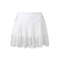 Women Solid Color Patchwork Lace Mini Skirt High Rise A-line Short Pleated Skirts Casual Summer Streetwear