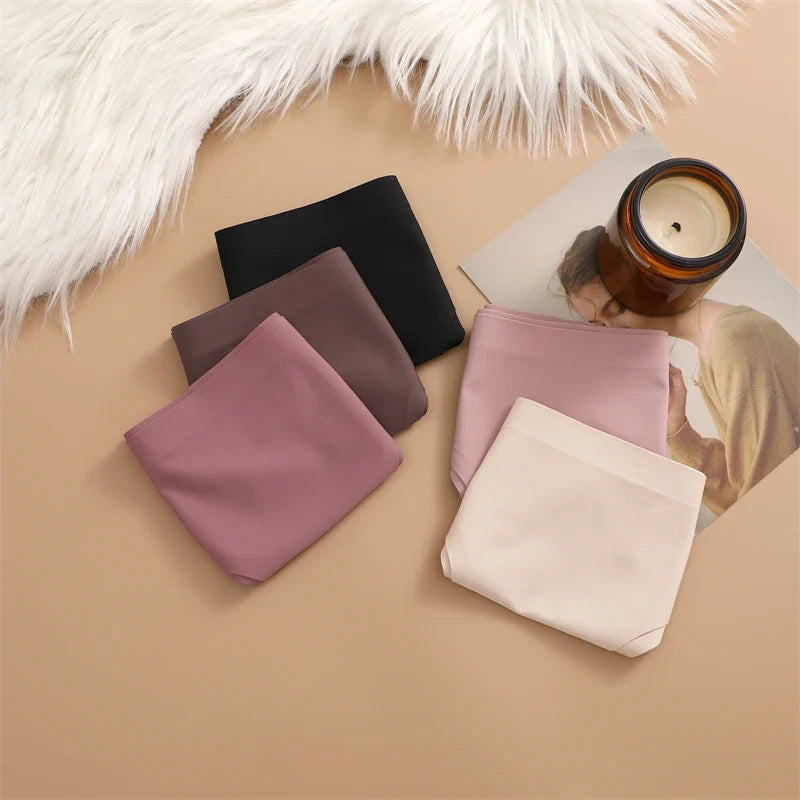 5PCS Seamless Maillard Panties Ultra-thin Brazilian panties Women Ice Silk Underwear Sexy Panty Low Waist G-string Female Solid