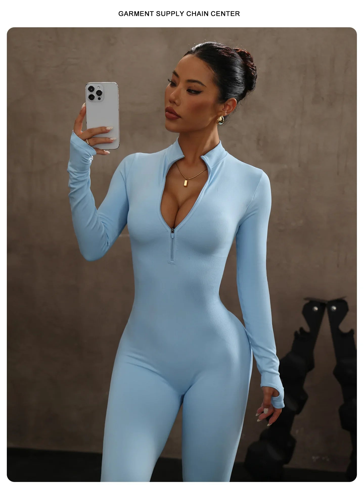 High Elasticity One-Piece Fitness Bodysuit Seamless Yoga Training Suit Butt-Lifting Zipper Design for Women's Active Wear