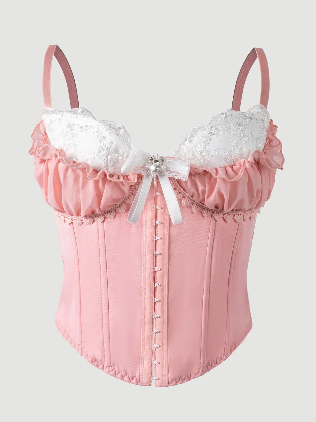 Sexy Top Mesh Lace Patchwork Cotton Hot Girl Fishbone Strap High-end Wear Top For Women Bowknot Pure Desire Vest Charming PWGG