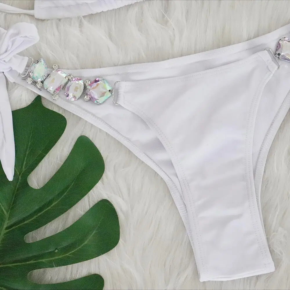 Jewelled Rhinestones Diamond Bikini Female Swimsuit Women Swimwear Two-piece Bikini Set Brazilian Bather Bathing Suit Swim Lady
