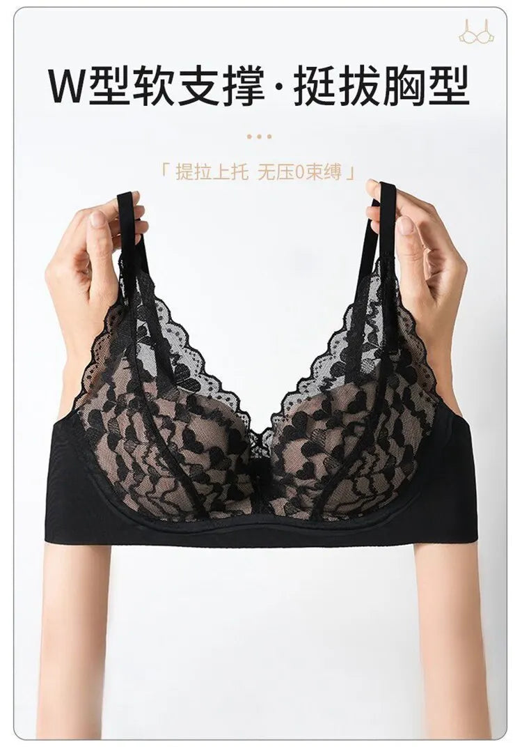Japanese Sexy Lace Bralette Wireless Bra for Small Chest, Push Up, Side Coverage, Fights Sagging, New Trendy MOYISU Sexy Tushy B