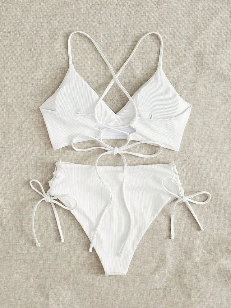 Sexy Bandage High Waist Brazilian Bikinis Sets Swimsuit Swimwear Swimming Suit for Women 2023 New Bikini Mujer Biquinis