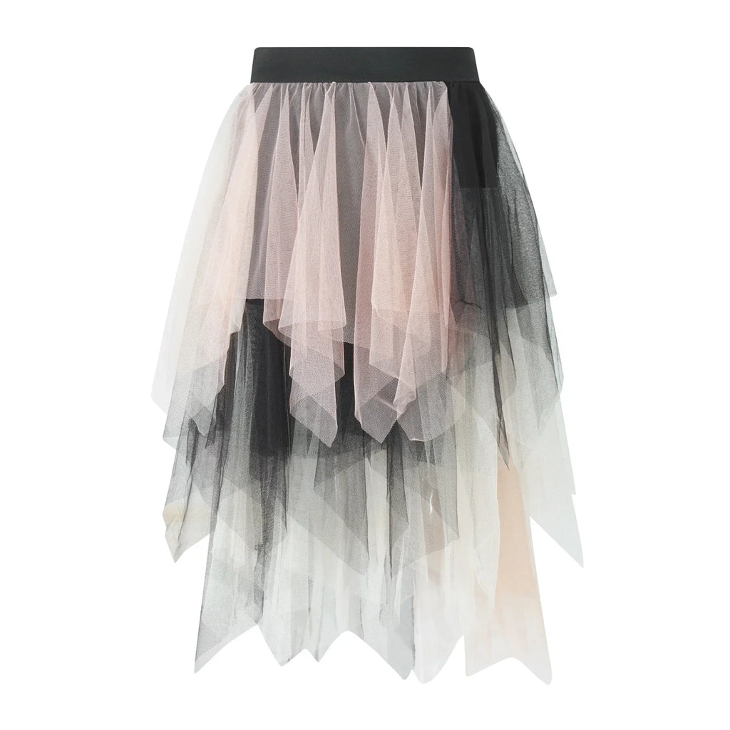 Women's Irregular Tulle Long Skirts Elastic High Waist Layered Mesh Tutu A-line Skirts Bohemian Korean Fashion Y2K Skirts