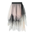 Women's Irregular Tulle Long Skirts Elastic High Waist Layered Mesh Tutu A-line Skirts Bohemian Korean Fashion Y2K Skirts
